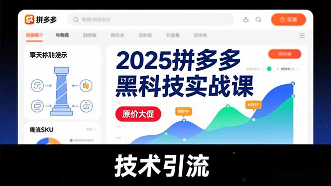 2025拼多多黑科技实战课，擎天柱玩法、爆流SKU、原价大促，技术引流，单店日销轻松破千单 - 91资源站-91资源站