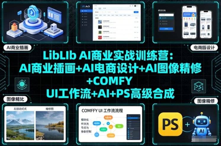 LibLIb AI商业实战训练营：AI商业插画+AI电商设计+AI图像精修+COMFY UI工作流+AI+PS高级合成 - 91资源站-91资源站