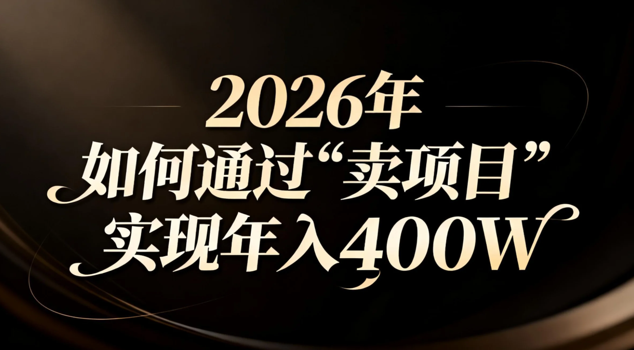2026年如何通过“卖项目”实现年入百万 - 91资源站-91资源站