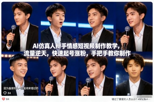 AI仿真人辩手情感短视频制作教学，流量逆天，快速起号涨粉，手把手教你制作 - 91资源站-91资源站