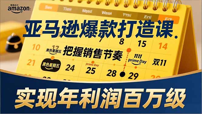 亚马逊爆款打造课，大促节点、全年规划、淡旺季打法，把握销售节奏，实现年利润百万级-91资源站
