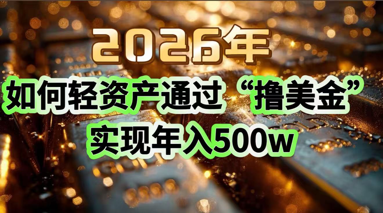 2026年如何轻资产通过“撸美金”实现年入500w - 91资源站-91资源站