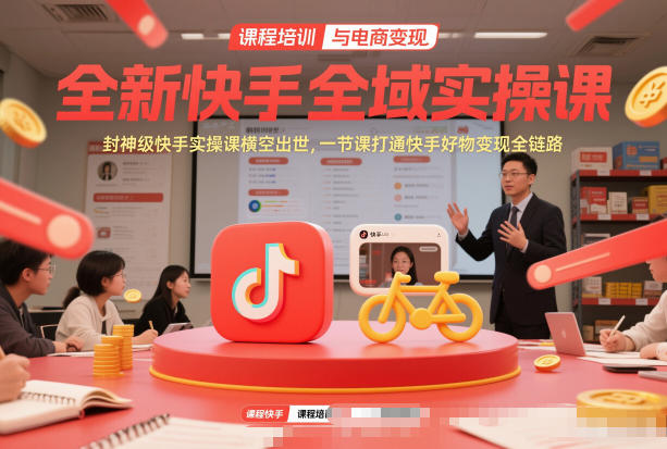 全新快手全域实操课，封神级快手实操课横空出世，一节课打通快手好物变现全链路 - 91资源站-91资源站