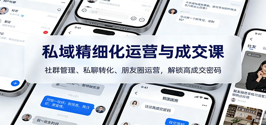 私域精细化运营与成交课：社群管理、私聊转化、朋友圈运营，解锁高成交密码 - 91资源站-91资源站