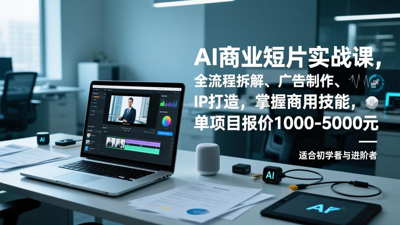 AI商业短片实战课，全流程拆解、广告制作、IP打造，掌握商用技能，单项目报价1000-5000元 - 91资源站-91资源站