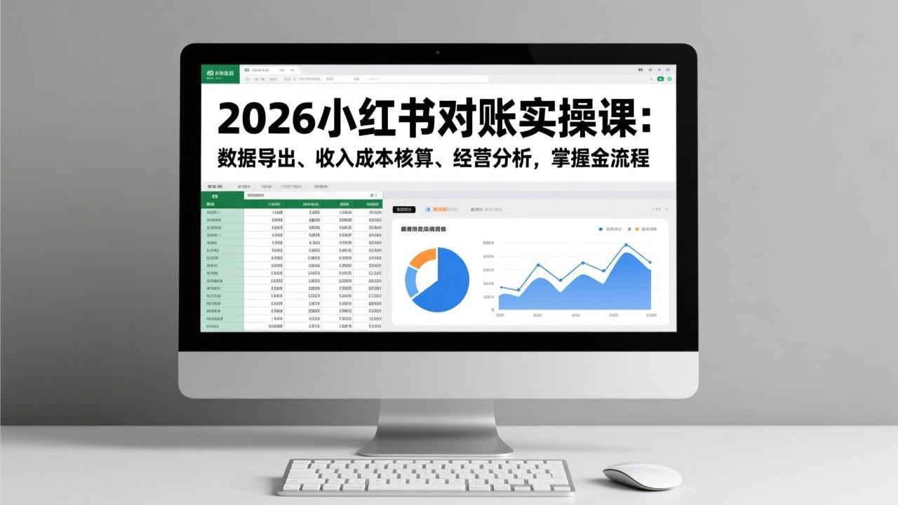 2026小红书对账实操课：数据导出、收入成本核算、经营分析，掌握全流程 - 91资源站-91资源站