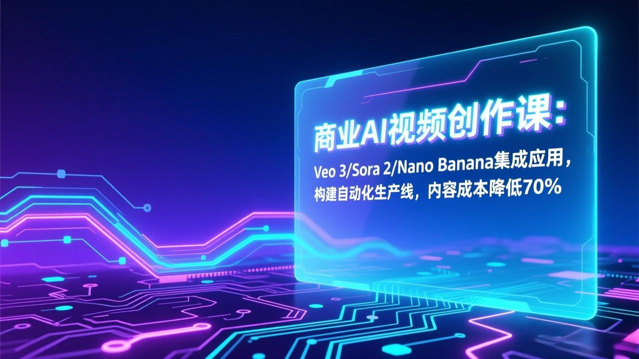 商业AI视频创作课：Veo 3/Sora 2/Nano Banana集成应用，构建自动化生产线，内容成本降低70% - 91资源站-91资源站