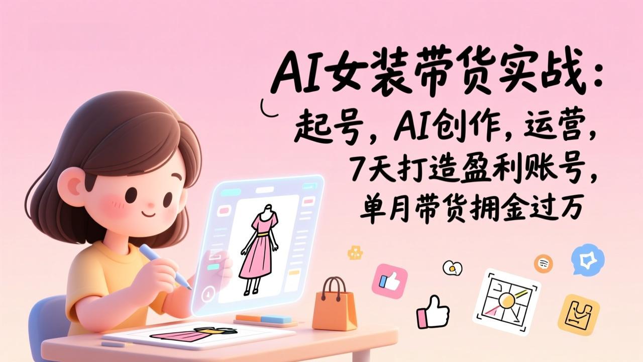AI女装带货实战：起号，AI创作，运营，7天打造盈利账号，单月带货佣金过万 - 91资源站-91资源站