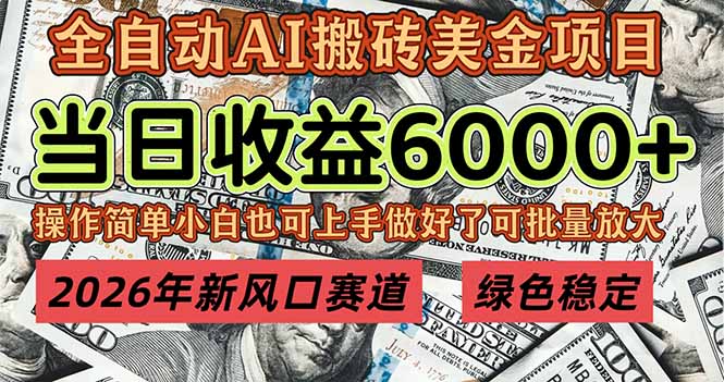 2026年新风口赛道，当日6000+以上，可批量放大，月收入20万+，长期绿色稳定的项目 - 91资源站-91资源站