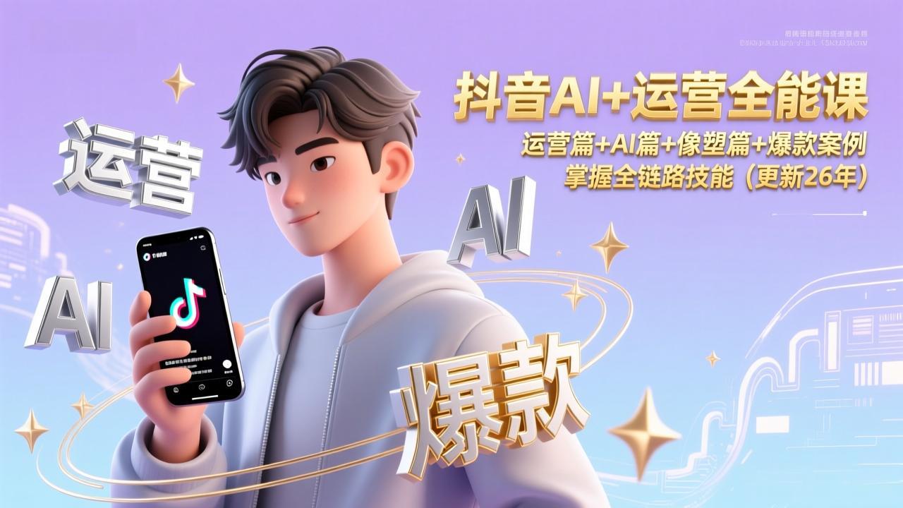 抖音AI+运营全能课，运营篇+AI篇+像塑篇+爆款案例，掌握全链路技能(更新26年 - 91资源站-91资源站
