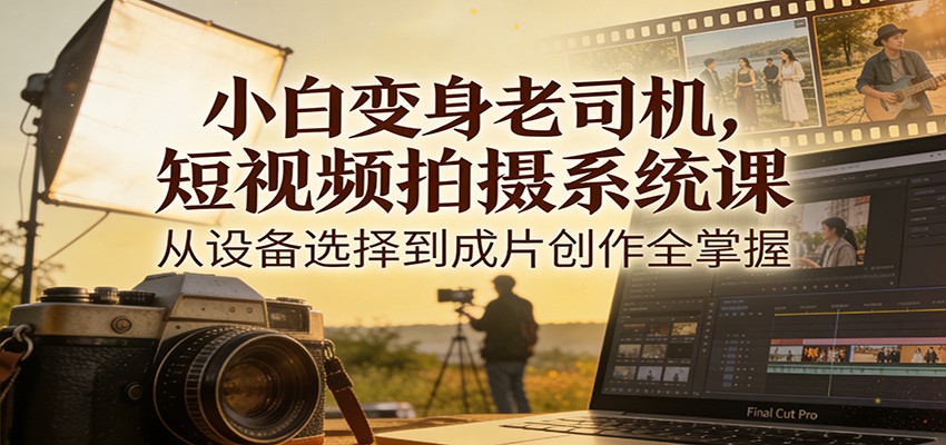小白变身老司机，短视频拍摄系统课，从设备选择到成片创作全掌握 - 91资源站-91资源站