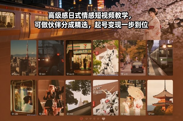 高级感日式情感短视频教学，可做伙伴分成精选，起号变现一步到位 - 91资源站-91资源站