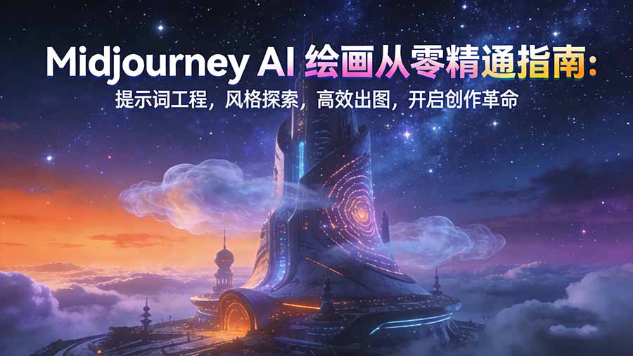 Midjourney AI绘画从零精通指南：提示词工程，风格探索，高效出图，开启创作革命 - 91资源站-91资源站