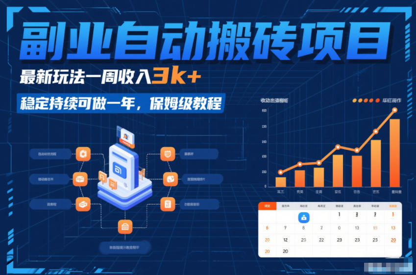 副业自动搬砖项目，最新玩法一周收入3k+，稳定持续可做一年，保姆级教程【揭秘】 - 91资源站-91资源站