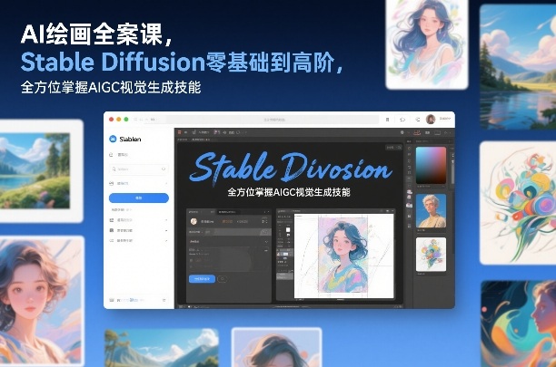 AI绘画全案课，Stable Diffusion零基础到高阶，全方位掌握AIGC视觉生成技能 - 91资源站-91资源站