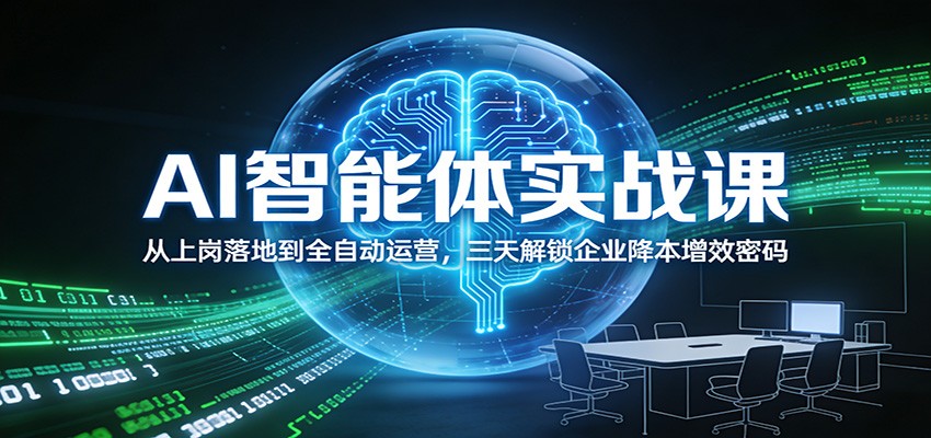 AI智能体实战课：从上岗落地到全自动运营，三天解锁企业降本增效密码 - 91资源站-91资源站
