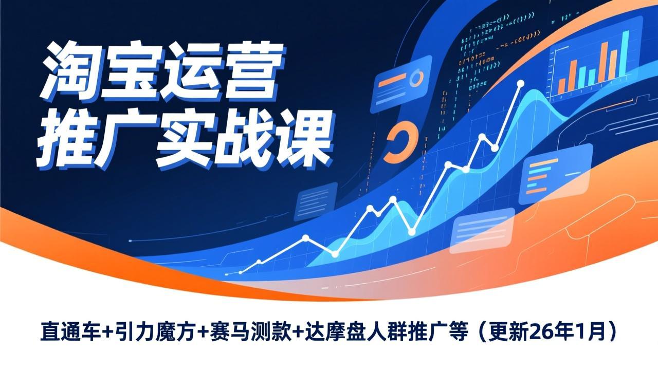 淘宝运营推广实战课，直通车+引力魔方+赛马测款+达摩盘人群推广等(更新26年1月 - 91资源站-91资源站