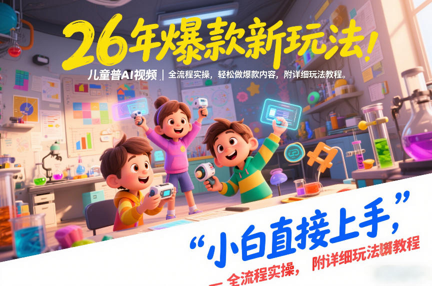 26年爆款新玩法，儿童科普AI视频，全流程实操，轻松做爆款内容，小白直接上手，附详细玩法教程 - 91资源站-91资源站