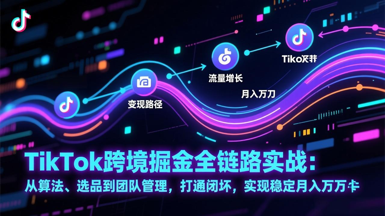 TikTok跨境掘金全链路实战：从算法、选品到团队管理，打通闭环，实现稳定月入万刀 - 91资源站-91资源站