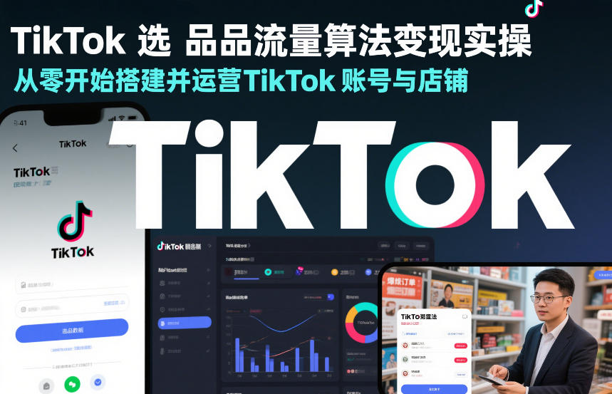 TikTok选品流量算法变现实操，从零开始搭建并运营TikTok账号与店铺 - 91资源站-91资源站