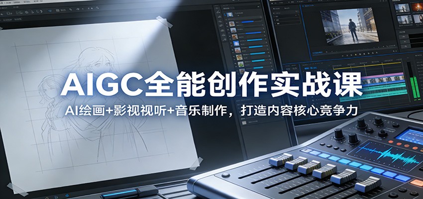 AIGC全能创作实战课：AI绘画+影视视听+音乐制作，打造内容核心竞争力 - 91资源站-91资源站