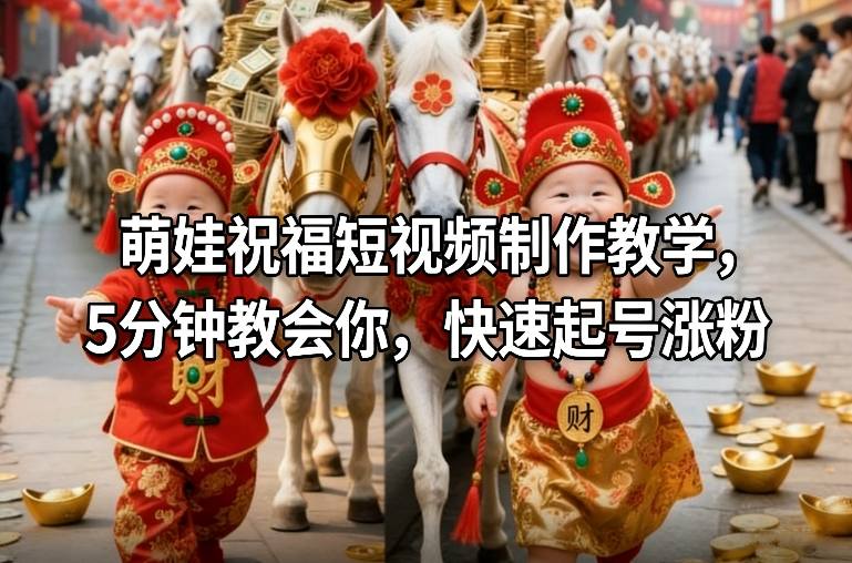 萌娃祝福短视频制作教学,5分钟教会你,快速起号涨粉-91资源站