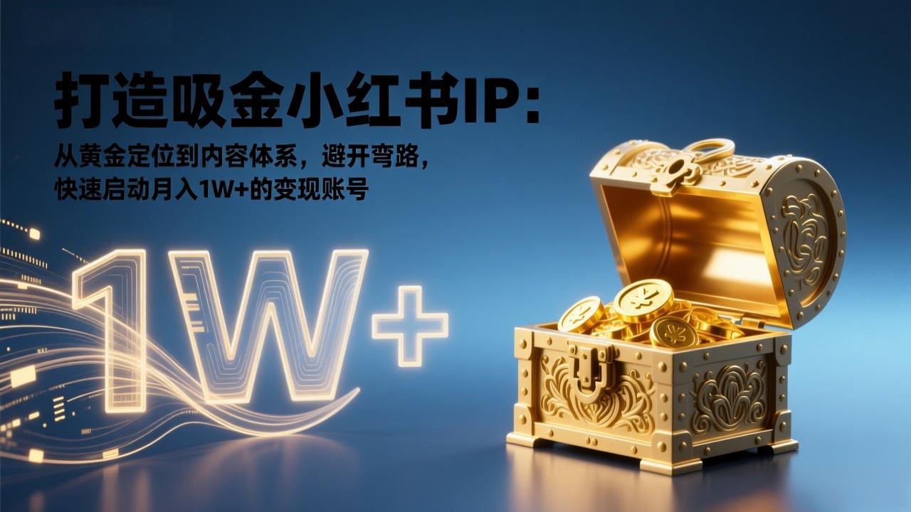 打造吸金小红书IP：从黄金定位到内容体系，避开弯路，快速启动月入1W+的变现账号-91资源站