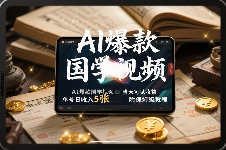 AI爆款国学视频，独家起号方法，小白直接上手，当天可见收益，单号日收入5张+附保姆级教程-91资源站