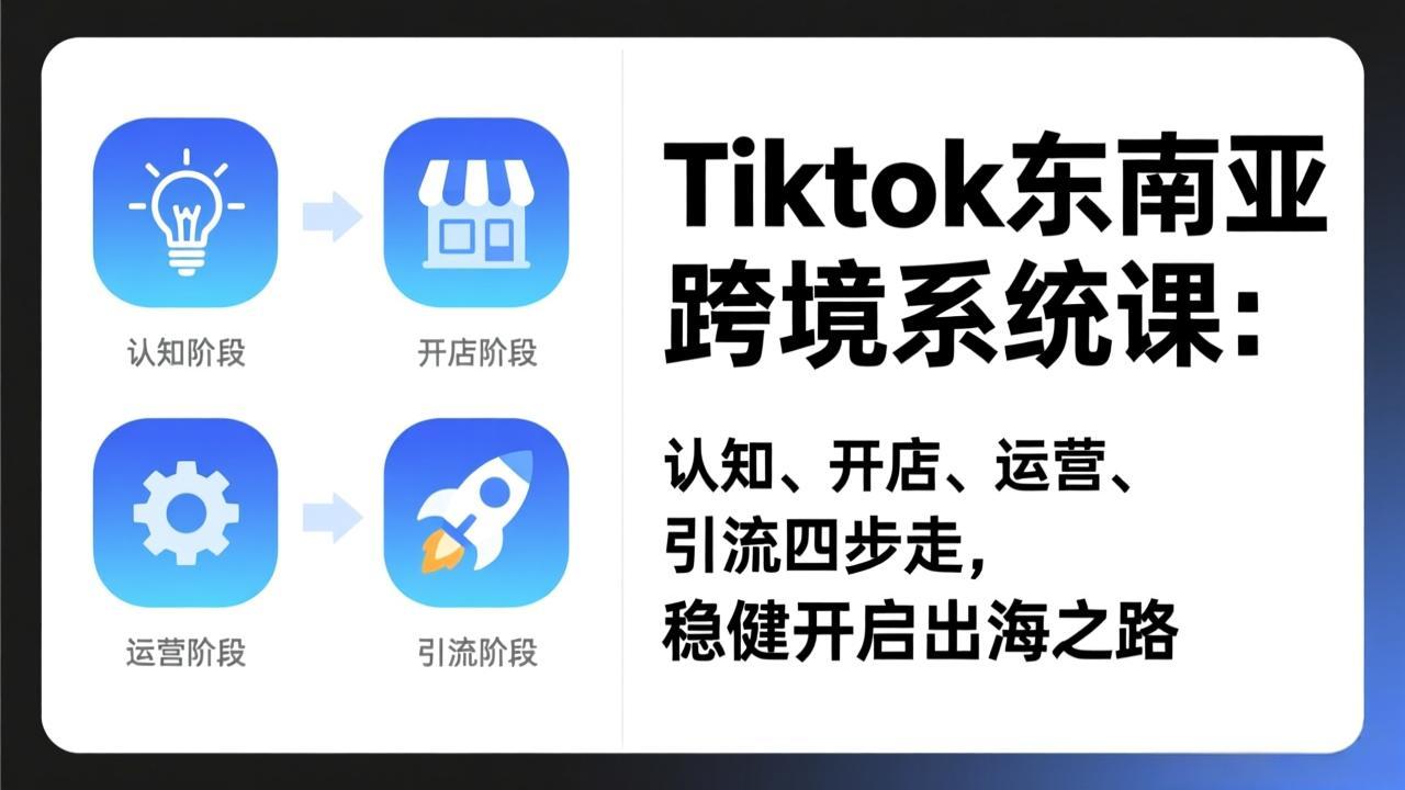 TikTok东南亚跨境系统课：认知、开店、运营、引流四步走，稳健开启出海之路-91资源站