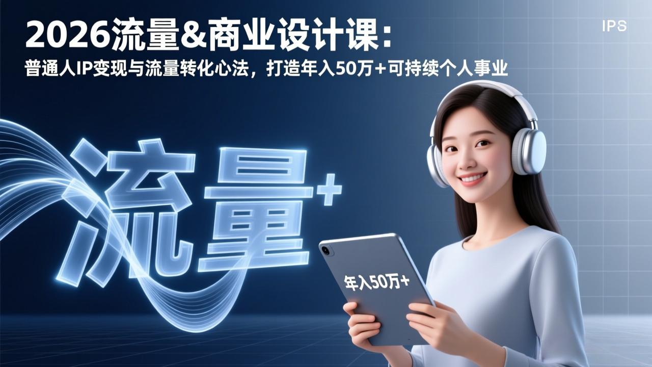 2026流量&商业设计课：普通人IP变现与流量转化心法，打造年入50万+可持续个人事业-91资源站