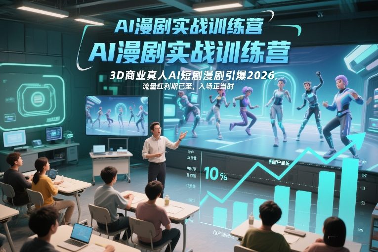 AI漫剧实战训练营，3D商业真人AI短剧漫剧引爆2026，流量红利期已至，入场正当时-91资源站