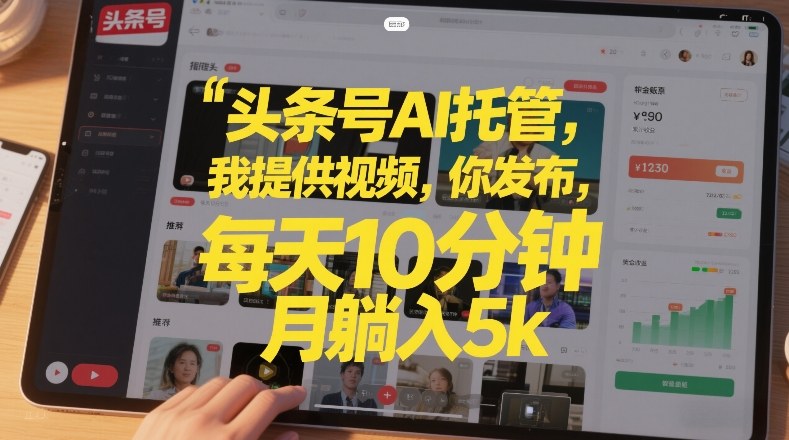 头条号AI托管，我提供视频，你发布，每天10分钟，月躺入5k+【揭秘】 - 91资源站-91资源站