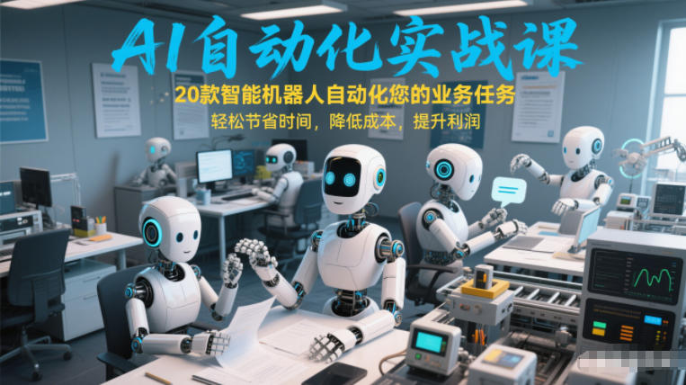 AI自动化实战课：20款智能机器人自动化您的业务任务，轻松节省时间，降低成本，提升利润 - 91资源站-91资源站