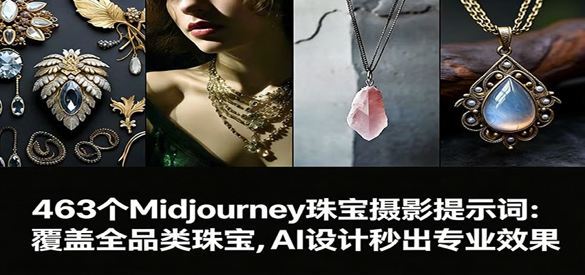 463个Midjourney珠宝摄影提示词：覆盖全品类珠宝，AI设计秒出专业效果-91资源站