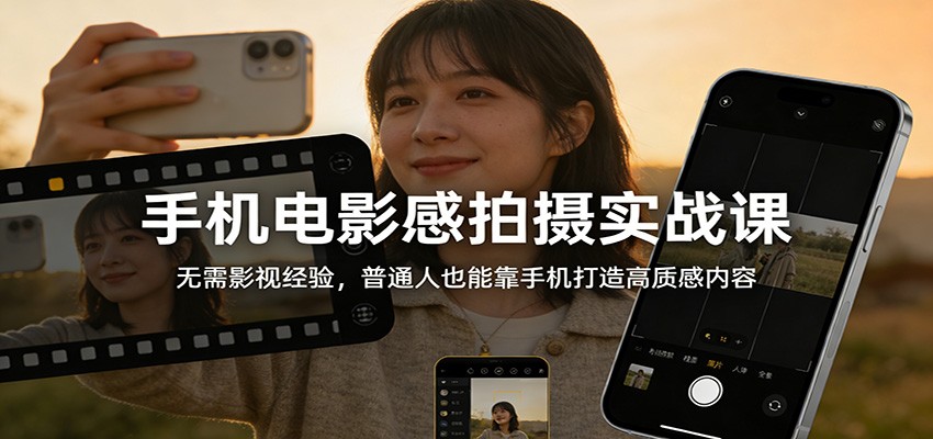 手机电影感拍摄实战课：无需影视经验，普通人也能靠手机打造高质感内容 - 91资源站-91资源站