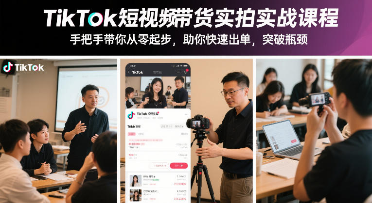 TikTok短视频带货实拍实战课程，手把手带你从零起步，助你快速出单，突破瓶颈 - 91资源站-91资源站