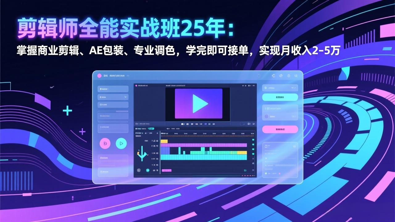 剪辑师全能实战班25年：掌握商业剪辑、AE包装、专业调色，学完即可接单，实现月收入2-5万 - 91资源站-91资源站