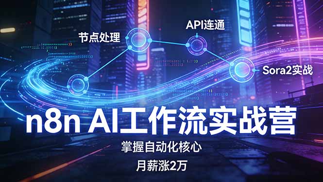 n8n AI工作流实战营，节点处理+API连通+Sora2实战，掌握自动化核心月薪涨2万 - 91资源站-91资源站
