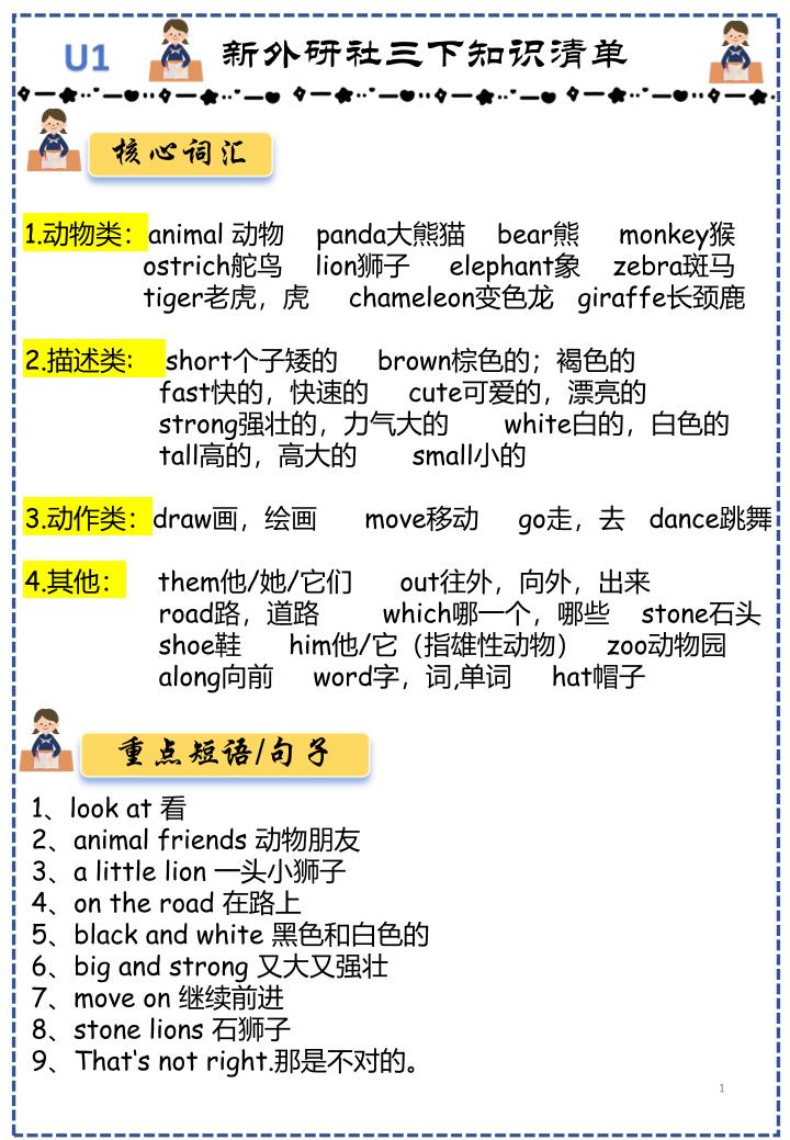 三下外研版英语知识点清单12页 - 91资源站-91资源站
