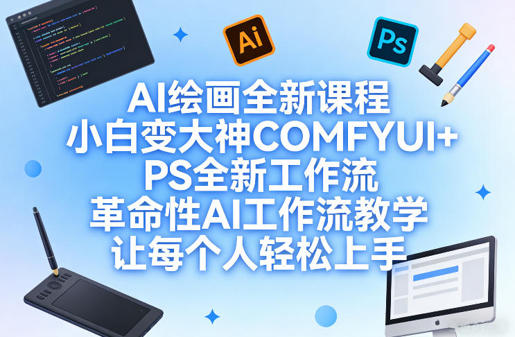 AI绘画全新课程，小白变大神COMFYUI+PS全新工作流，革命性AI工作流教学，让每个人轻松上手 - 91资源站-91资源站
