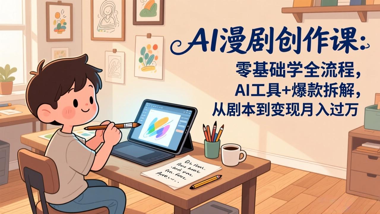 AI漫剧创作课：零基础学全流程，AI工具+爆款拆解，从剧本到变现月入过万 - 91资源站-91资源站