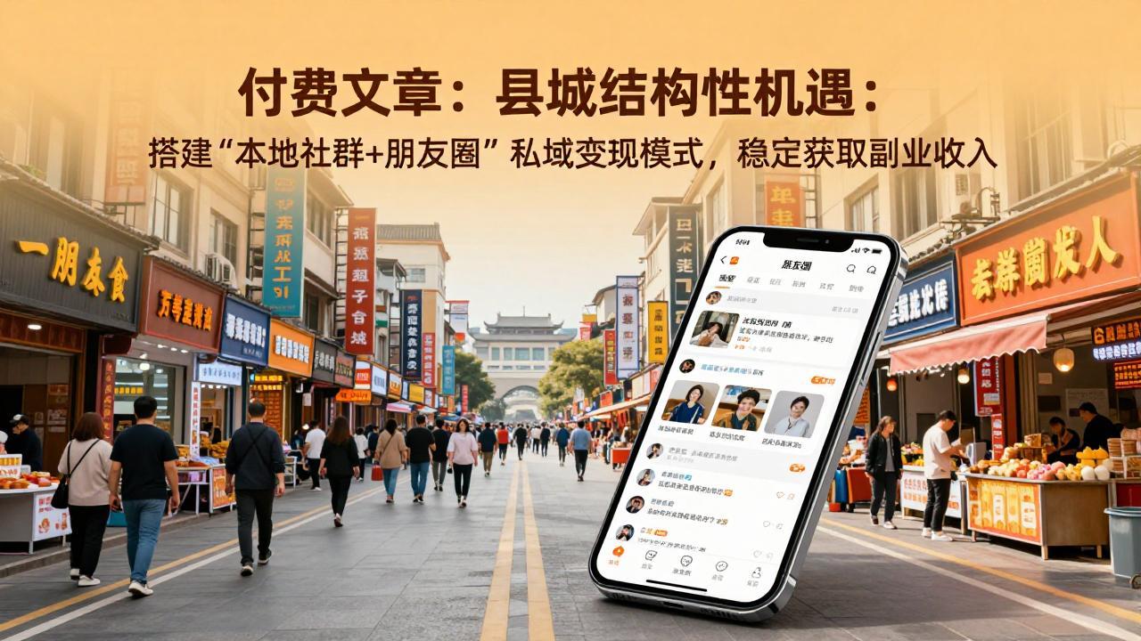 付费文章：县城结构性机遇：搭建“本地社群+朋友圈”私域变现模式，稳定获取副业收入 - 91资源站-91资源站