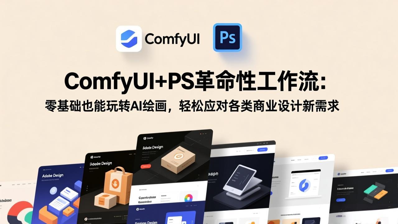 ComfyUI+PS革命性工作流：零基础也能玩转AI绘画，轻松应对各类商业设计新需求 - 91资源站-91资源站
