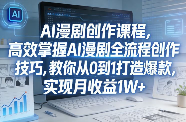 某社群AI漫剧创作课程，高效掌握AI漫剧全流程创作技巧，教你从0到1打造爆款，实现月收益1W+ - 91资源站-91资源站