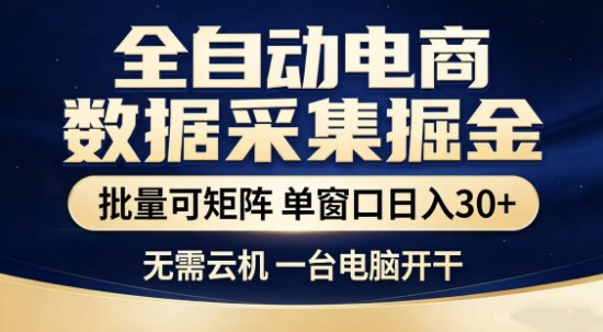 独家电商数据全自动采集项目，批量可矩阵，单窗口轻松日入3张+【揭秘】-91资源站