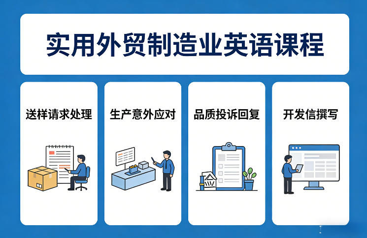 实用外贸制造业英语课程，教你专业处理送样请求、应对生产意外、回复品质投诉、撰写开发信等-91资源站