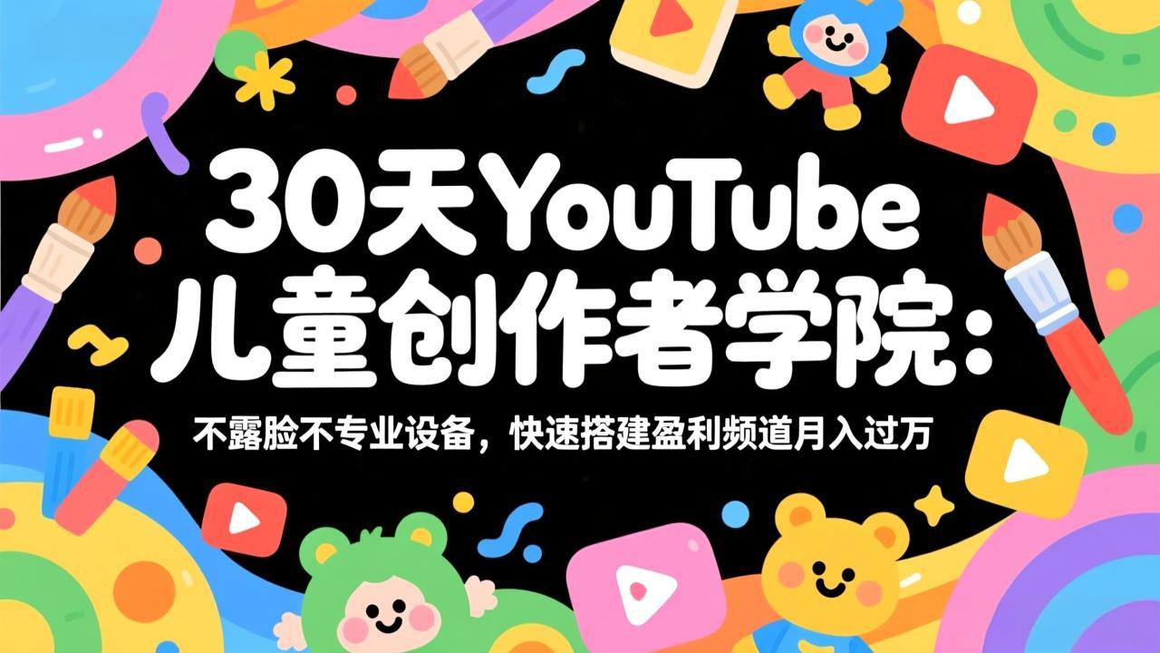 30天YouTube儿童创作者学院：不露脸不专业设备，快速搭建盈利频道月入过万 - 91资源站-91资源站