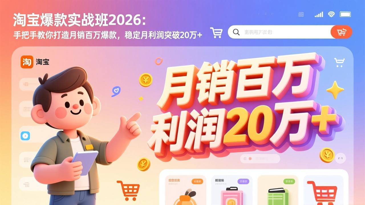 淘宝爆款实战班-2026年3月更新：手把手教你打造月销百万爆款，稳定月利润突破20万+ - 91资源站-91资源站