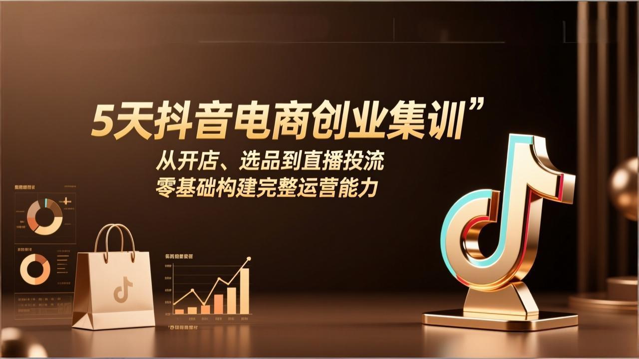 5天抖音电商创业集训：从开店、选品到直播投流，零基础构建完整运营能力 - 91资源站-91资源站