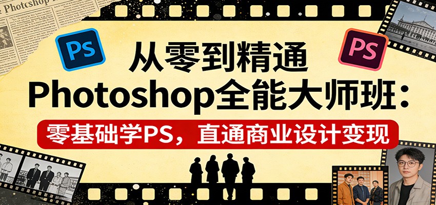 从零到精通Photoshop全能大师班：零基础学PS，直通商业设计变现 - 91资源站-91资源站